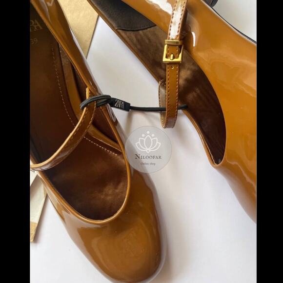 ZARA Mary Jane Patent Heels NWT – Ochre Buckled Block Heels, Size 8 & 9 - Picture 12 of 16
